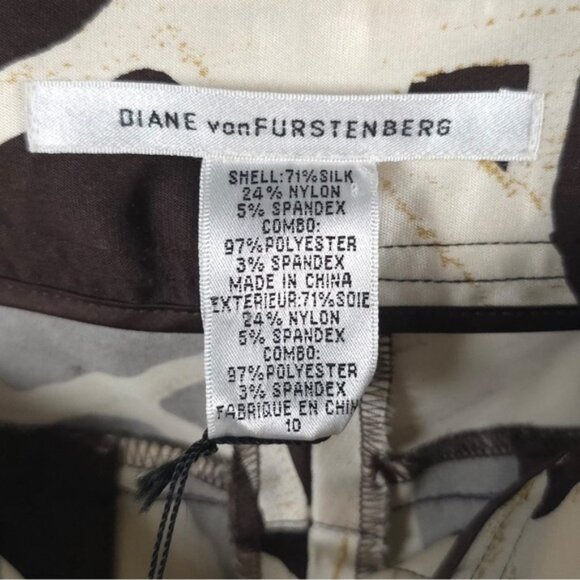 NWT DIANE von FURSTENBERG SILK Blend Capri Floral Giraffe Print Pants Size 10 - Picture 4 of 13